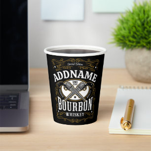 Personalisiertes Bourbon Vintag Guns Whiskey-Label Pappbecher