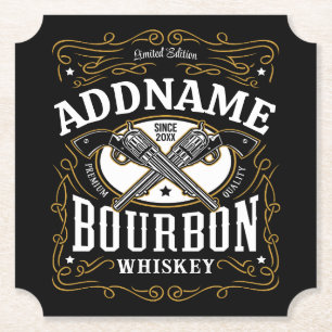 Personalisiertes Bourbon Vintag Guns Whiskey-Label Untersetzer