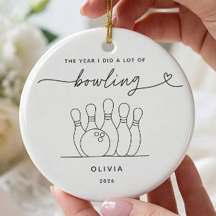 Personalisiertes Bowling-Weihnachtsornament Keramik Ornament