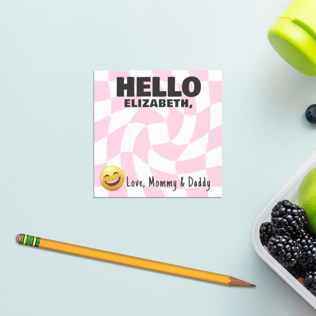 Personalisiertes Boy Lunch Box Hinweis Retro Check Post-it Klebezettel (Von Creator hochgeladen)
