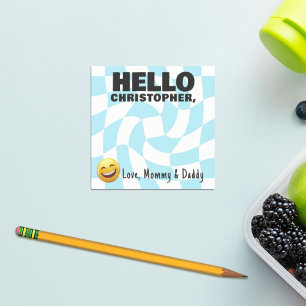 Personalisiertes Boy Lunch Box Hinweis Retro Check Post-it Klebezettel