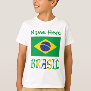 Personalisiertes Brasilien-Flagge Jungen T-Shirt