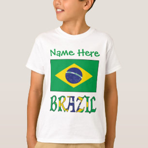 Personalisiertes Brasilien-Flagge Jungen- T-Shirt