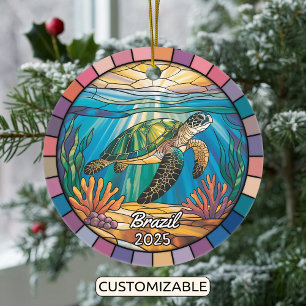 Personalisiertes Brasilien Ornament, Seeschildkröt Keramik Ornament
