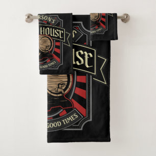 Personalisiertes Brauhaus Label Bier Brauen Bar Pu Badhandtuch Set