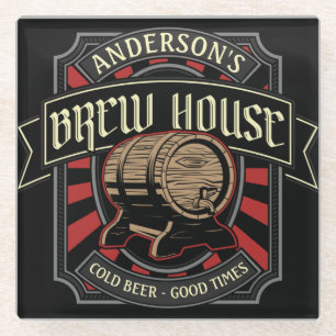 Personalisiertes Brauhaus Label Bier Brauen Bar Pu Glasuntersetzer