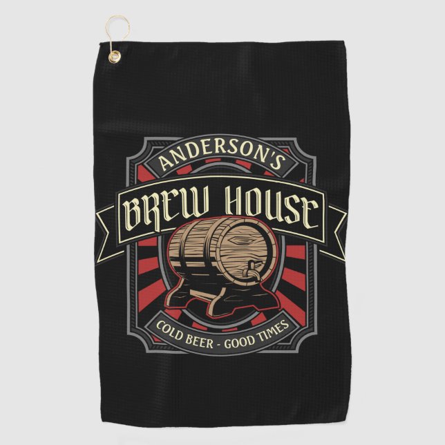 Personalisiertes Brauhaus Label Bier Brauen Bar Pu Golfhandtuch (Vorderseite)