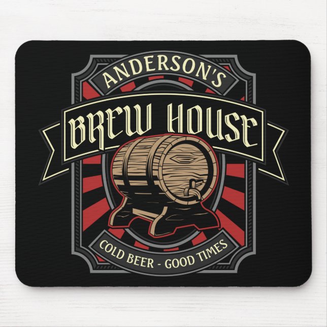 Personalisiertes Brauhaus Label Bier Brauen Bar Pu Mousepad (Vorne)