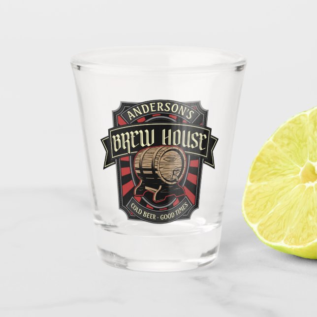 Personalisiertes Brauhaus Label Bier Brauen Bar Pu Schnapsglas (Vorderseite)