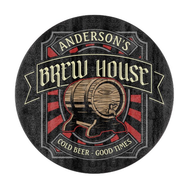 Personalisiertes Brauhaus Label Bier Brauen Bar Pu Schneidebrett (Vorderseite)