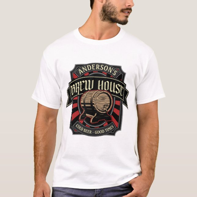 Personalisiertes Brauhaus Label Bier Brauen Bar Pu T-Shirt (Vorderseite)
