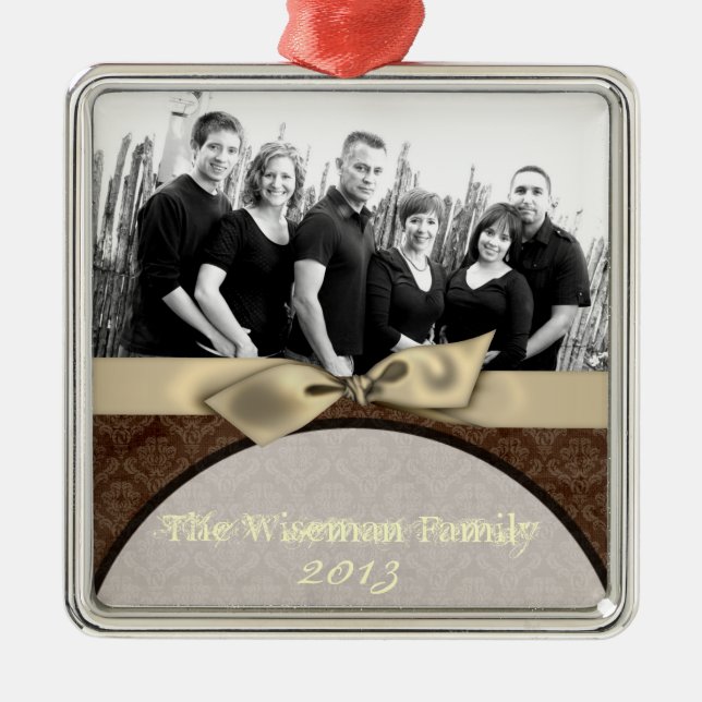 Personalisiertes braunes FOTO Ornament Aus Metall (Vorne)
