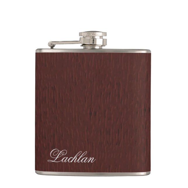 Personalisiertes braunes Leder Imitate Textur Flas Flachmann (Vorderseite)