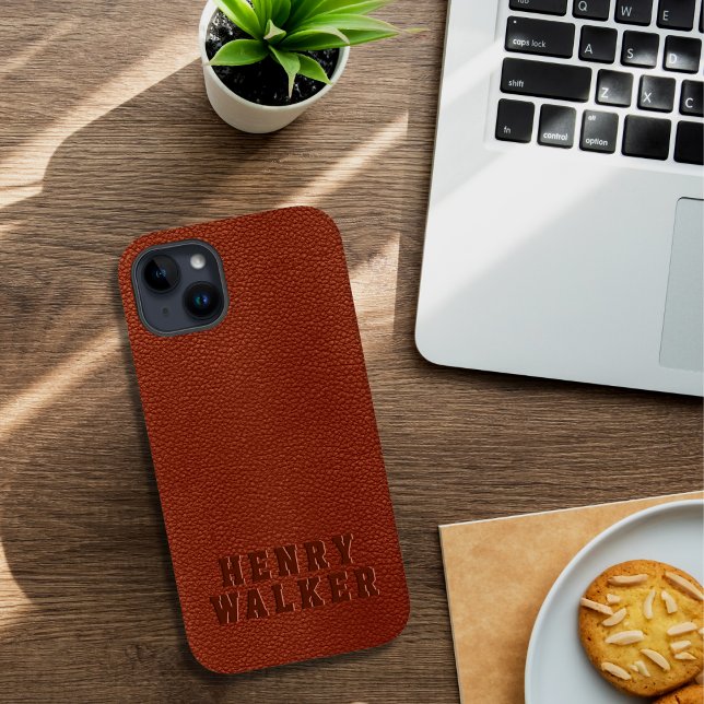 Personalisiertes braunes Veganes Leder Case-Mate iPhone Hülle (Von Creator hochgeladen)