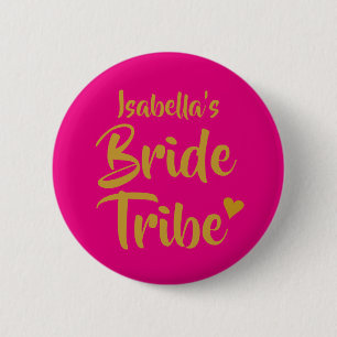 Personalisiertes Braut Tribe Gold Herz Button