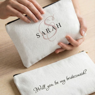 Personalisiertes Brautjungfer-Geschenk mit Monogra Zubehörtasche