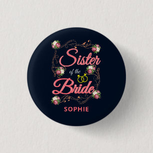 Personalisiertes Brautjungfer-Schwester Rosa Button