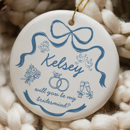 Personalisiertes Brautjungfer-Vorschlagsgeschenk Keramik Ornament