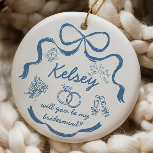 Personalisiertes Brautjungfer-Vorschlagsgeschenk Keramik Ornament