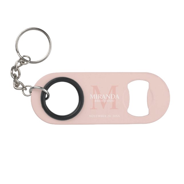 Personalisiertes Brautjungfern-Monogramm und Name Mini Flaschenöffner (Vorderseite (Horizontal))