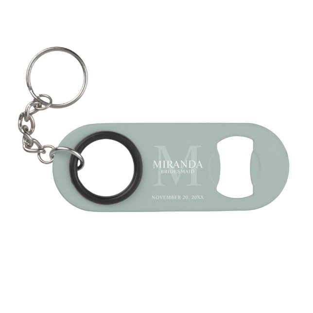 Personalisiertes Brautjungfern-Monogramm und Name Mini Flaschenöffner (Vorderseite (Horizontal))