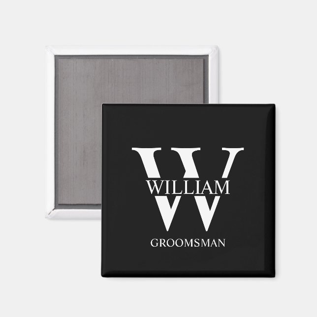 Personalisiertes Brautjunggesellen-Monogramm & Nam Magnet (Vorderseite/Rückseite)