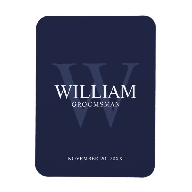 Personalisiertes Brautjunggesellen-Monogramm & Nam Magnet (Vertikal)