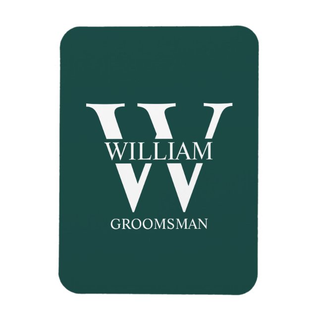 Personalisiertes Brautjunggesellen-Monogramm & Nam Magnet (Vertikal)