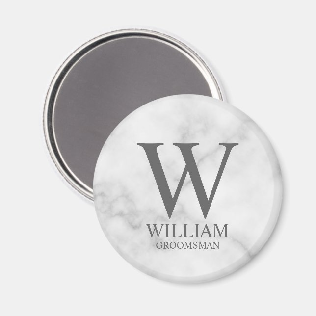 Personalisiertes Brautjunggesellen-Monogramm & Nam Magnet (Vorderseite/Rückseite)
