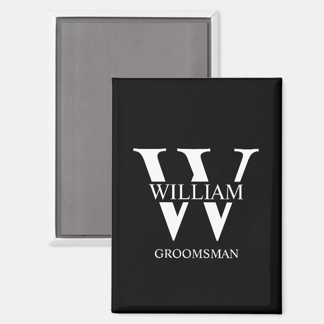 Personalisiertes Brautjunggesellen-Monogramm & Nam Magnet (Vorderseite/Rückseite)