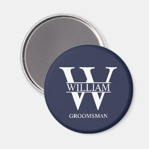 Personalisiertes Brautjunggesellen-Monogramm & Nam Magnet