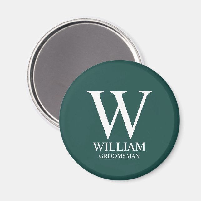 Personalisiertes Brautjunggesellen-Monogramm & Nam Magnet (Vorderseite/Rückseite)