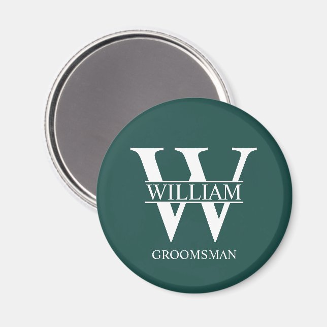 Personalisiertes Brautjunggesellen-Monogramm und - Magnet (Vorderseite/Rückseite)