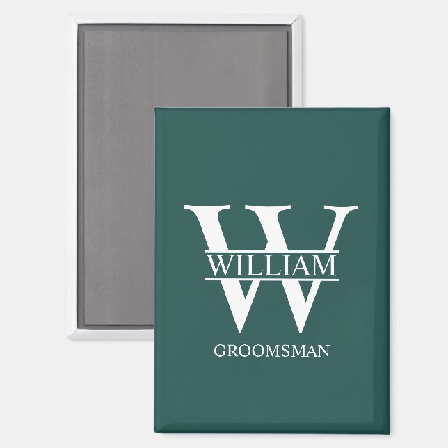 Personalisiertes Brautjunggesellen-Monogramm und - Magnet (Vorderseite/Rückseite)