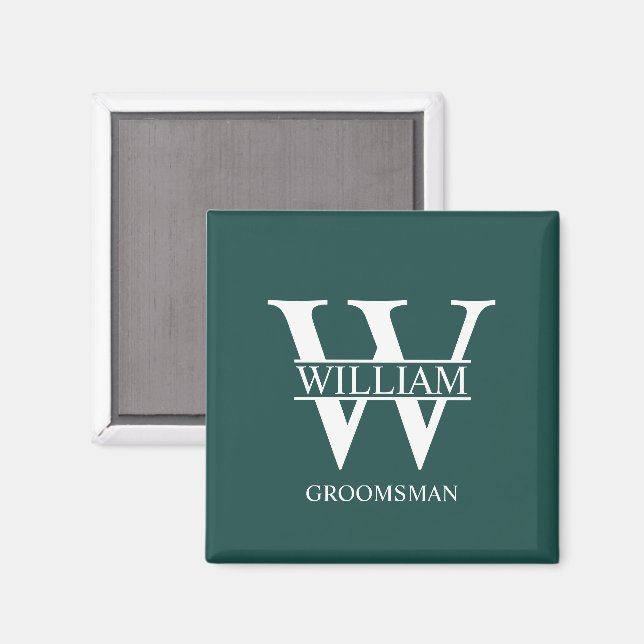 Personalisiertes Brautjunggesellen-Monogramm und - Magnet (Vorderseite/Rückseite)