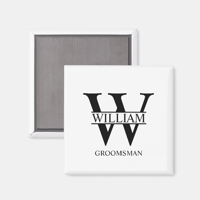 Personalisiertes Brautjunggesellen-Monogramm und - Magnet (Vorderseite/Rückseite)