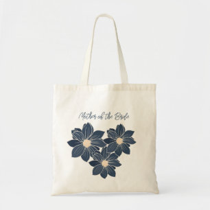 Personalisiertes Brautparty-Geschenk Blau Floral Tragetasche