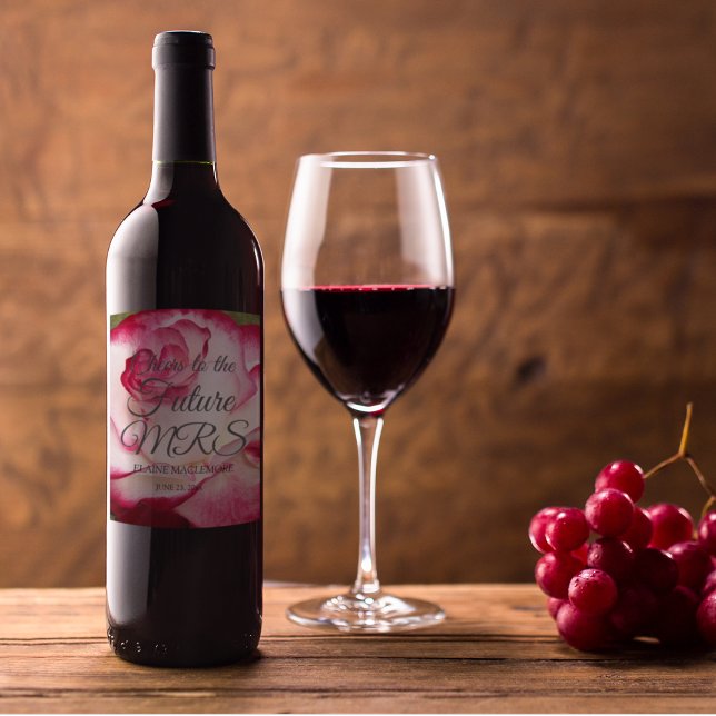 Personalisiertes Brautparty in Rosa und Weiß Weinetikett (In Situ)