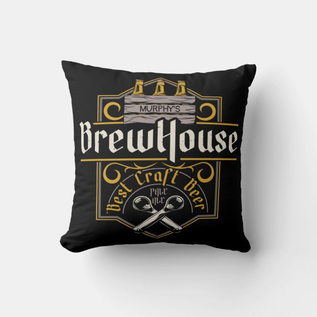 Personalisiertes BrewHouse Best Craft Bier Ale Bar Kissen (Vorderseite)