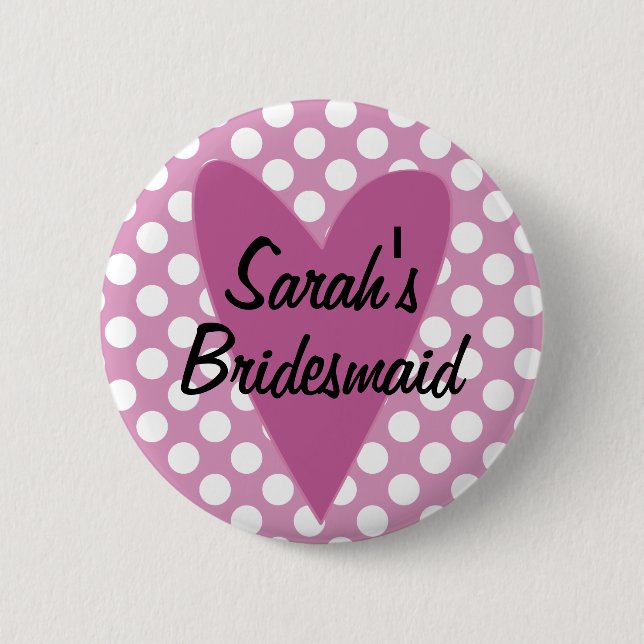 Personalisiertes Bridesmaid-Abzeichen / Schaltfläc Button (Vorderseite)