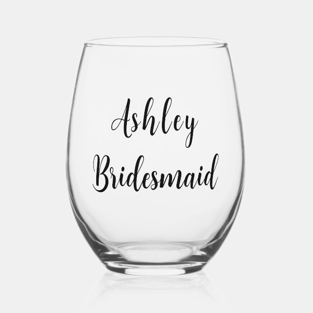 Personalisiertes Bridesmaid Weinglas Ohne Stiel (Vorderseite)