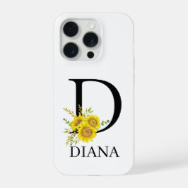 Personalisiertes Brief D Sonnenblumen-Handyhülle iPhone 15 Pro Hülle