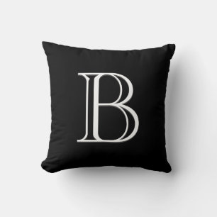 Personalisiertes Briefmonogramm Klassisch Schwarz Kissen
