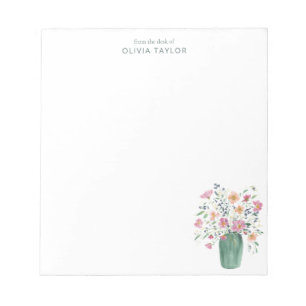 Personalisiertes Briefpapier Name Handbemalte Flor Notizblock