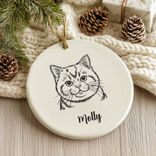 Personalisiertes Britisch Kurzhaar-Katze-Weihnacht Keramik Ornament