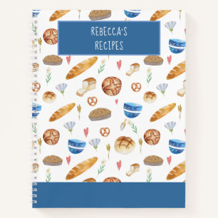Personalisiertes Brot & Bäckerei-Wasserfarbmuster Notizbuch