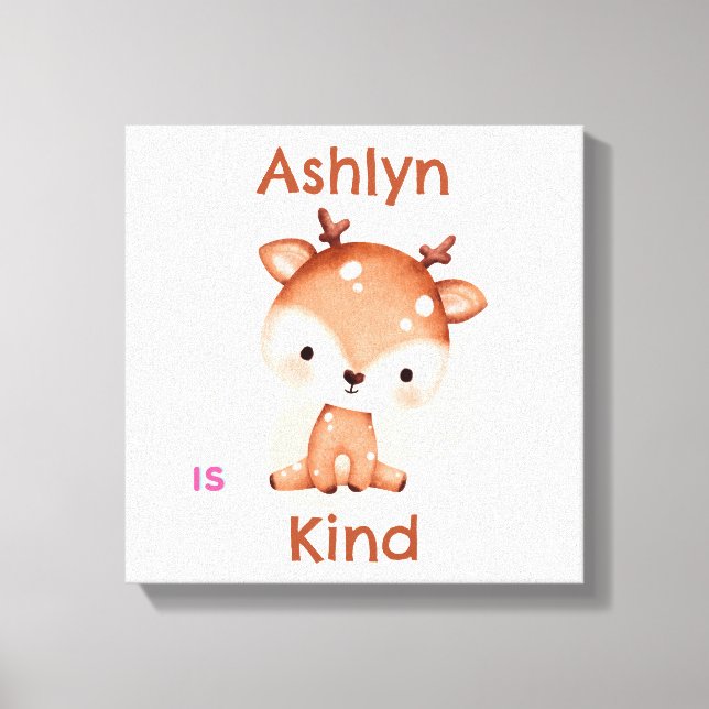 Personalisiertes Brown Deer Kids Affirmation Kinde Leinwanddruck (Vorderseite)