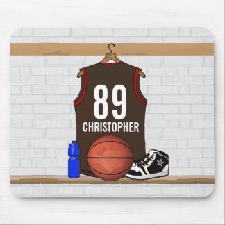 Personalisiertes Brown und roter Basketball Jersey Mousepad