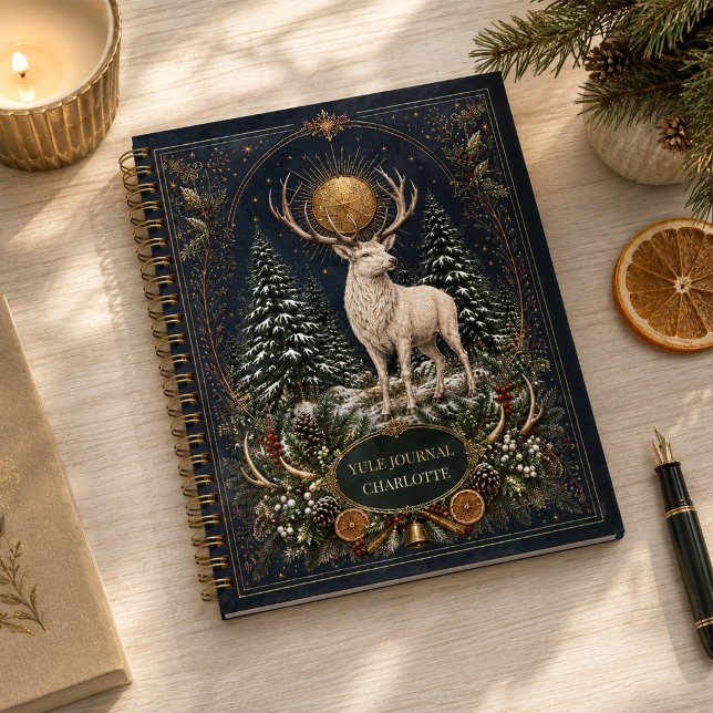 Personalisiertes Buch der Julhirsche Spiralblock (Personalized Book of Yule Deer Spiral Notebook)