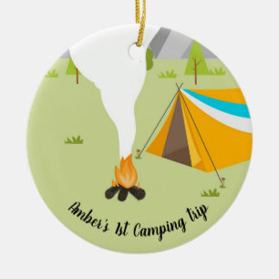 Personalisiertes Buch mit Camping Keramik Ornament